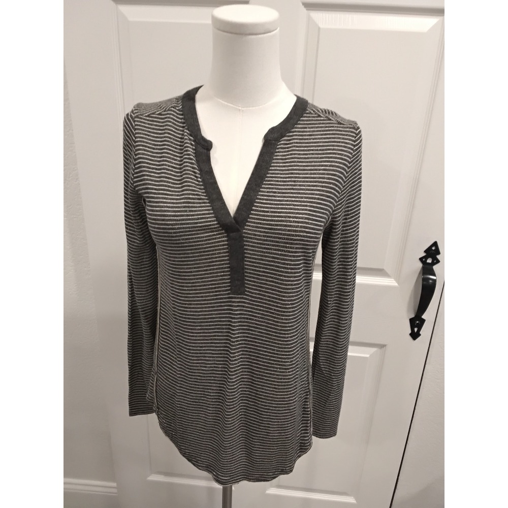 Akemi + Kin Women's Striped Henley Long Sleeve Top Size XS